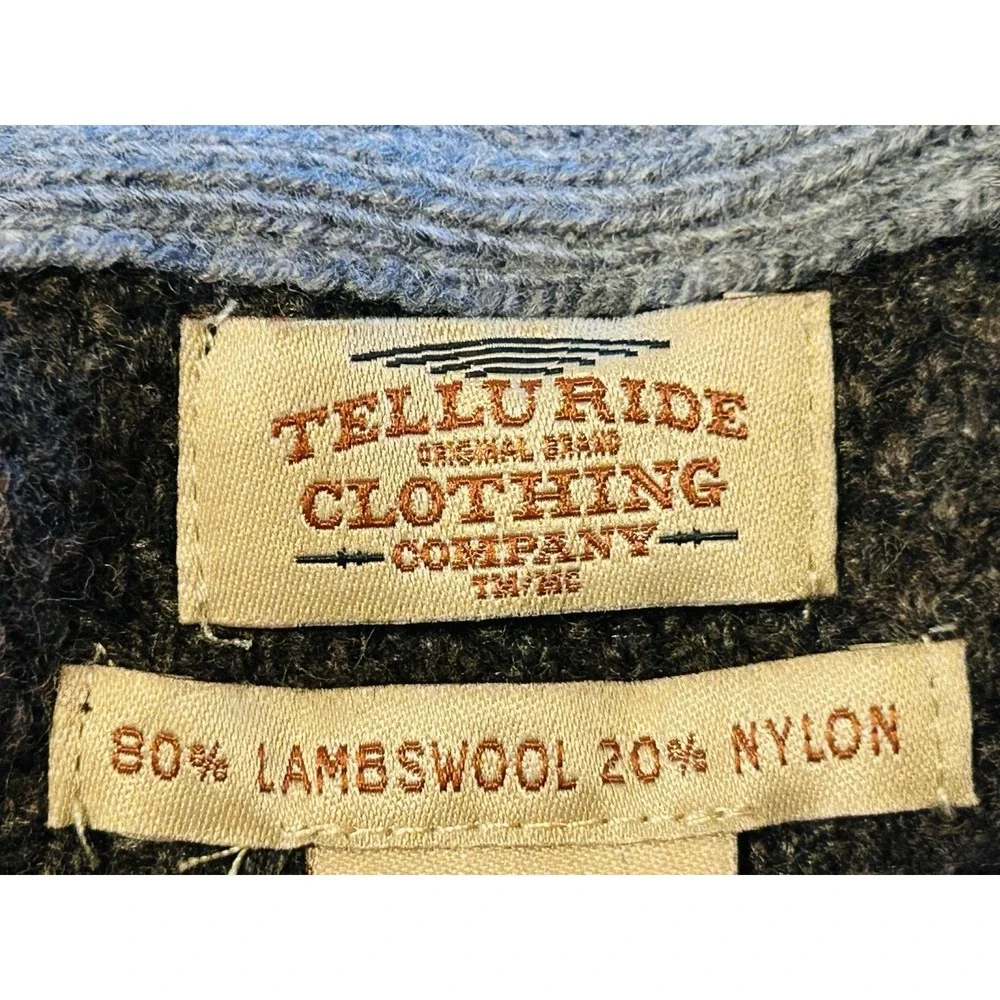 Telluride Brown Sweater Mens XL Brown Lambswool Blend 1/4 Quarter Button XL